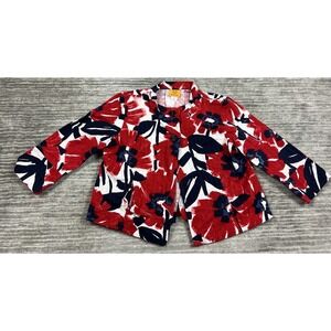Ruby Rd Jacket Womens 10 Multicolor Cropped 3/4 Sleeve Cotton‎